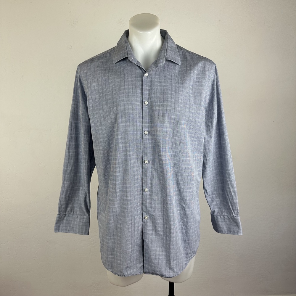 Hugo Boss Classic Plaid Sharp Fit Button Up Shirt Size Mens XL